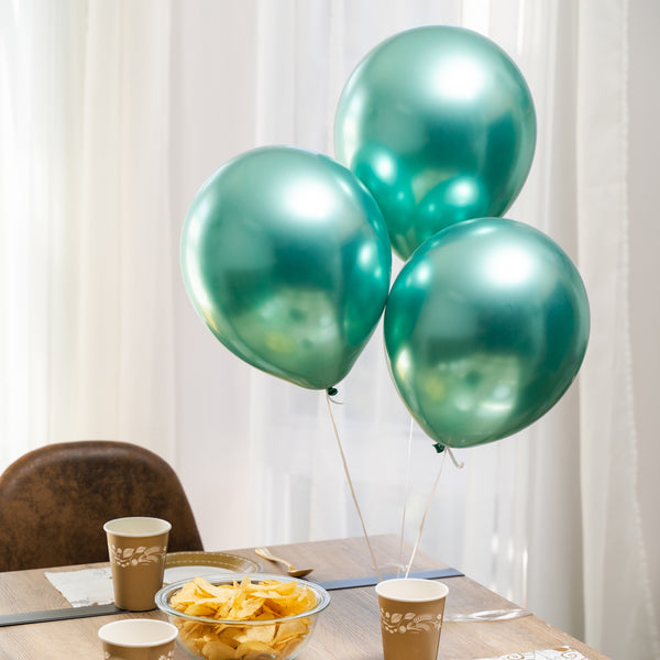 8Pk 12" Birthday Metallic Shine Balloons, Teal