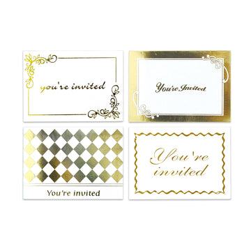 8 Invitation Cards W/Hot Stamping + Envelopes, 8 Designs