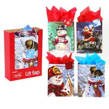 Large Snow Friends On Matte Gift Bag In Pdq, 4 Designs