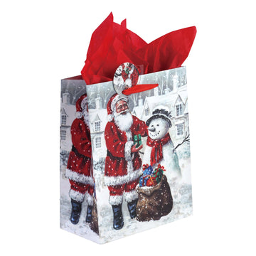 3Pk Large Snowy Christmastime Printed Bag, 4 Designs