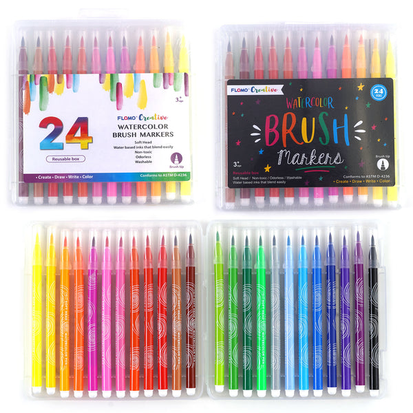 Ohuhu Watercolor Brush Markers Pen 24 PCS W/A Coloring Brush for Coloring  Books