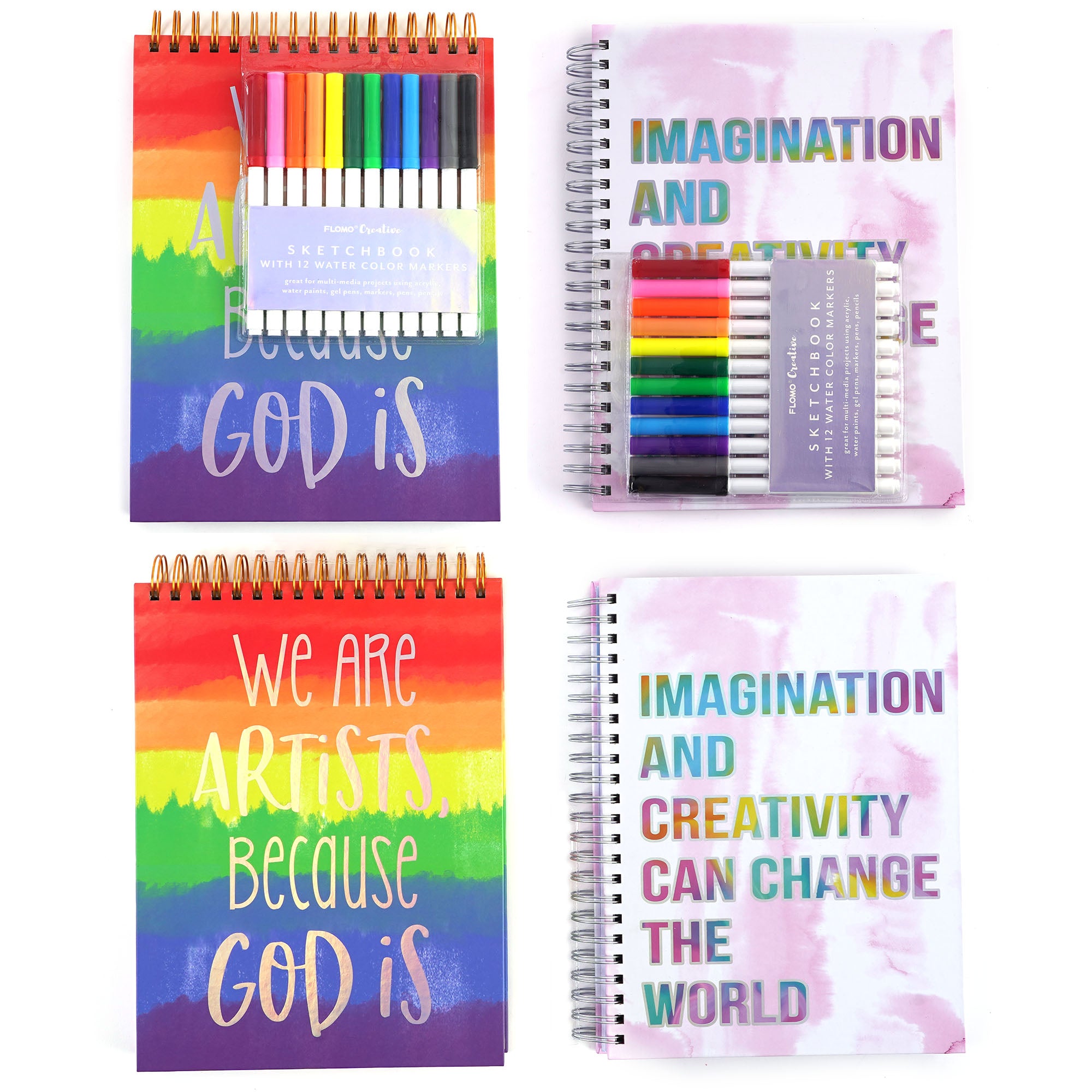 Sketchbook W Inspiring Quotes for Artists & Writers, Set of 4