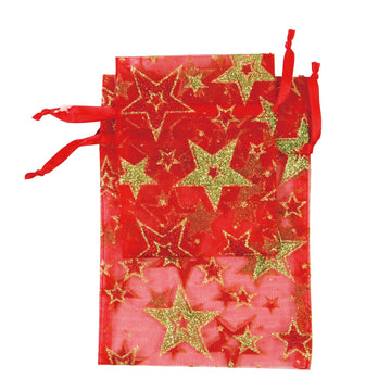 2Pcs Organza Pouch With Glitter Print, 4 Assortments