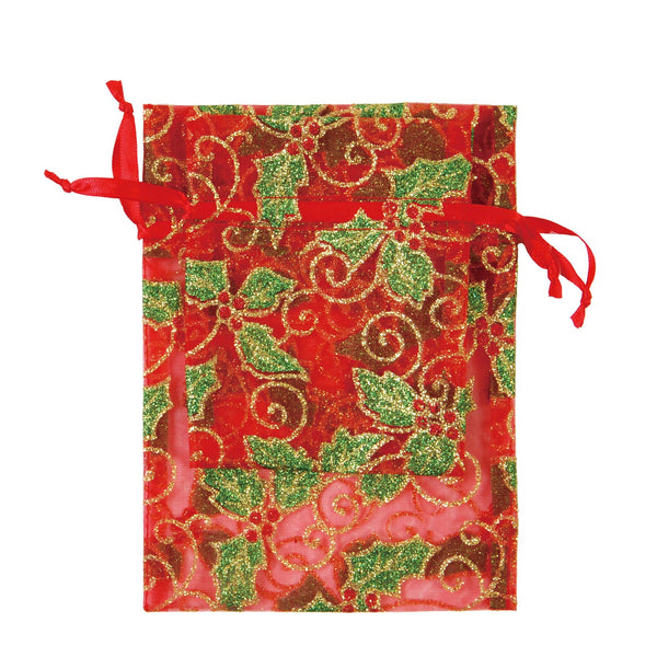 2Pcs Organza Pouch With Glitter Print, 4 Assortments