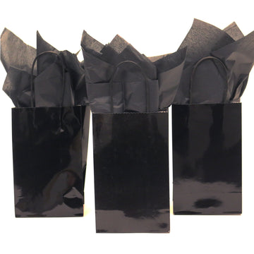 Narrow Medium Black Gift Bag