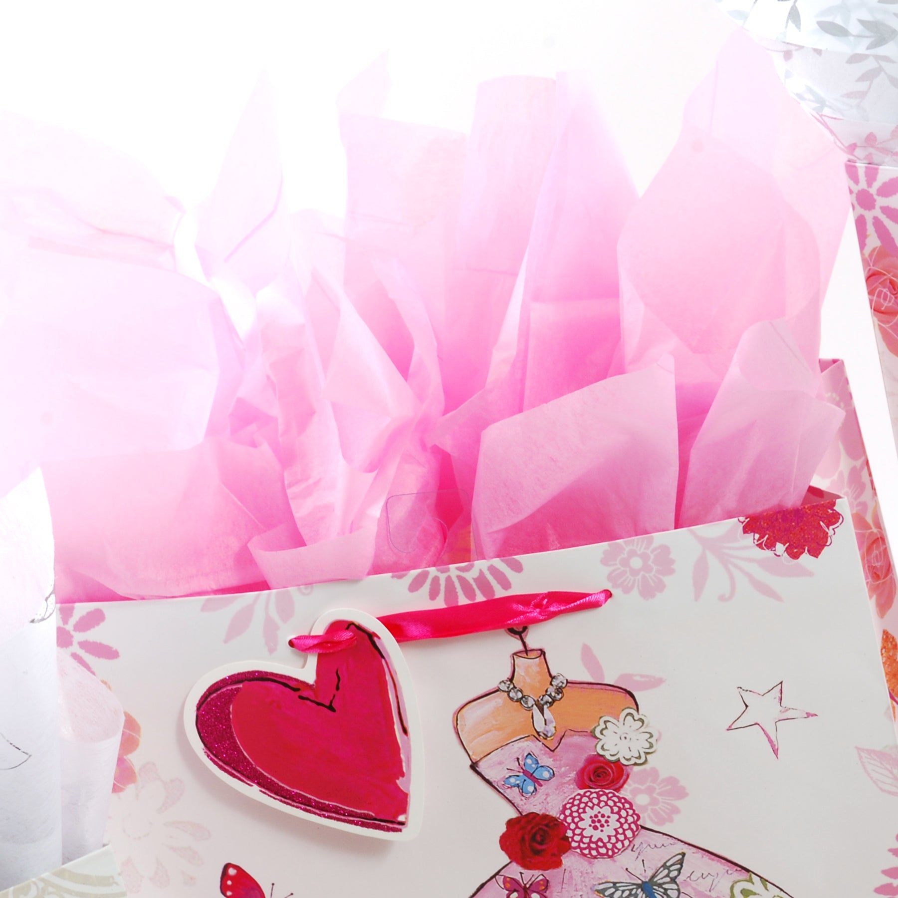 Pink Kraft Paper Gift Bags with Handle: 24 Pack L-8