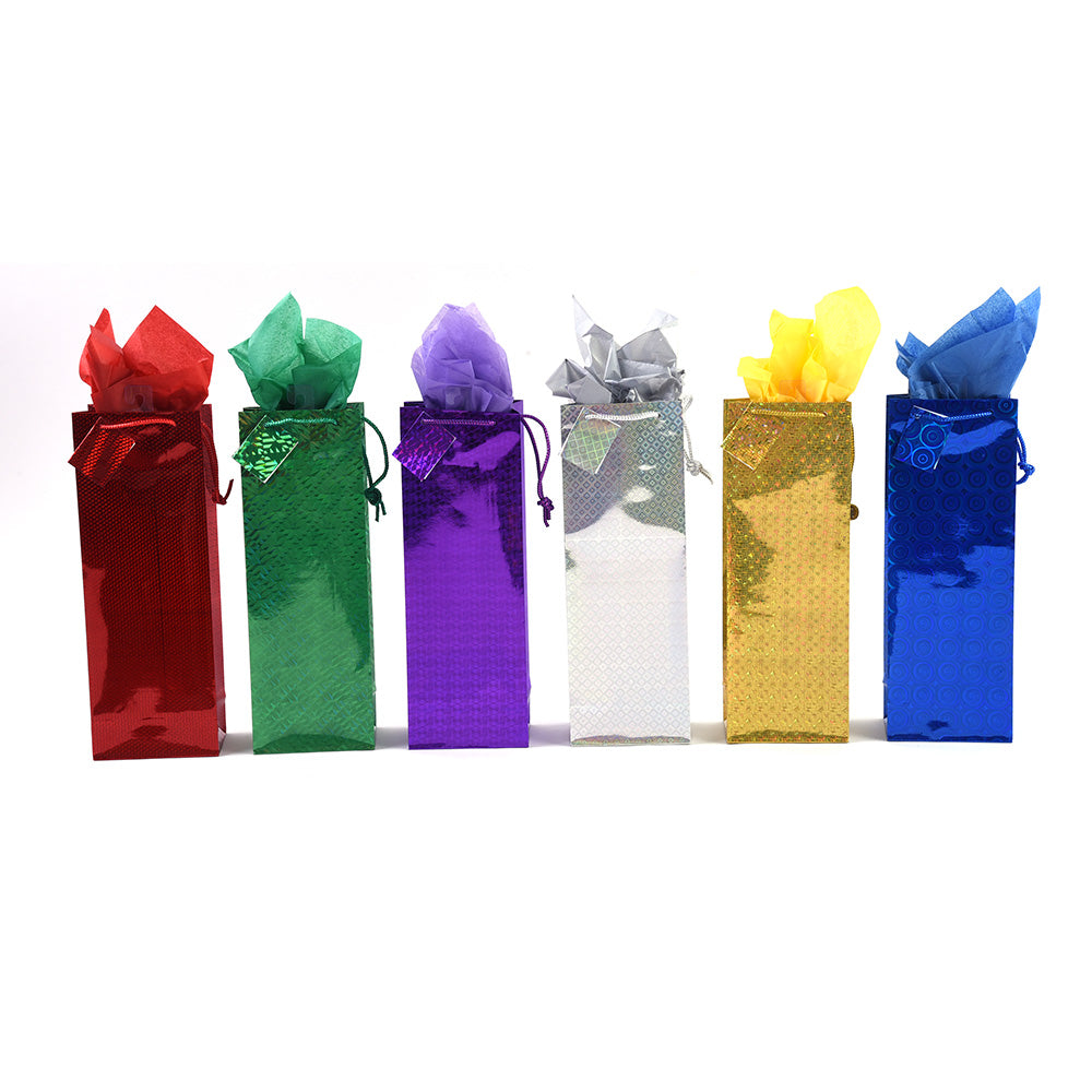 GE8630-XL-Emboss Solid Colors Gift Bags with gold line (12/144