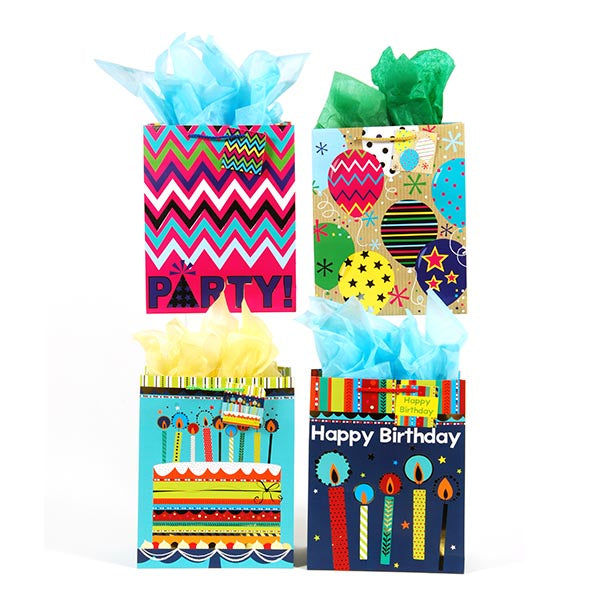 Happy Birthday Paper Gift Bags with Star Design for Return Gift, Small  Presents - Pack of 20 (Multicolor, 6x3x11 Inches) - Eco Bags India