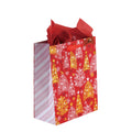 3Pk Large Pink Christmas Kraft Hot Stamp Bag, 4 Designs