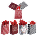 3Pk Large Pretty Plaid Christmas Hot Stamp/Glitter Bag, 4 Designs