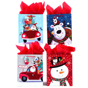 Christmas-Large Santa'S Ride Glitter Bag, 4 Designs