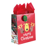 Christmas-Extra Large Reindeer Holiday Metallic Bag, 4 Designs