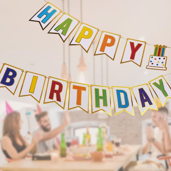 7Ft Happy Birthday Banner With Hot Stamp