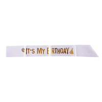 62.5X3.75" Sash It'S My Birthday - Gold Hot Stamp