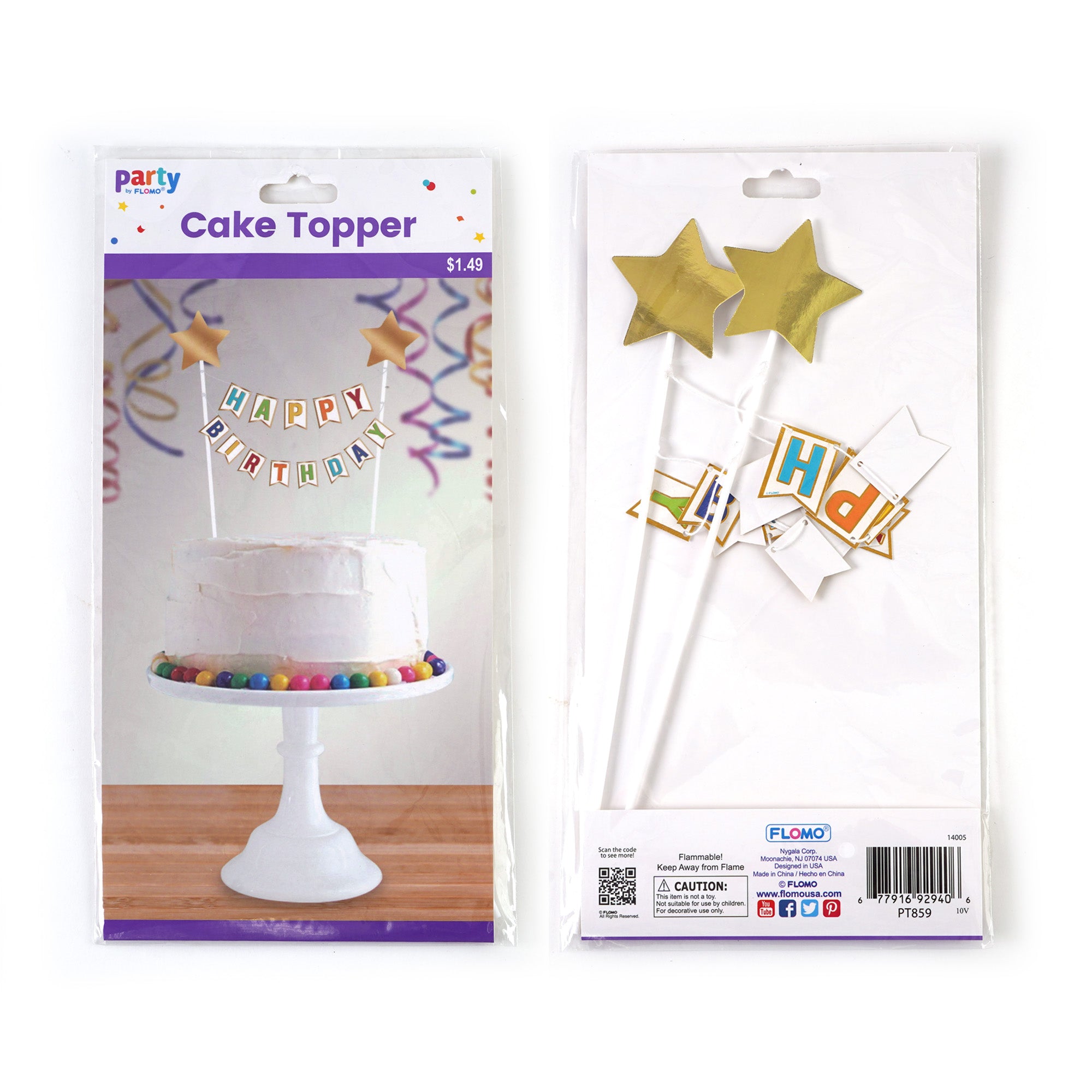 Engraved Bunting Personalised Birthday Cake Topper