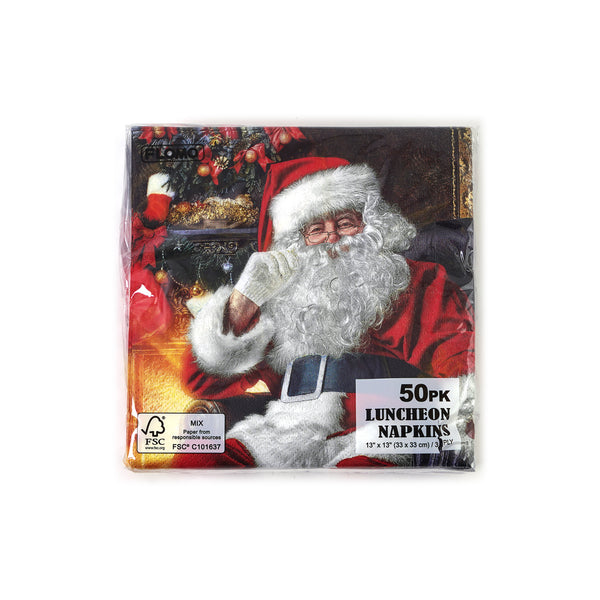 50Pk Santa At Home Luncheon Napkins, 13"X13"