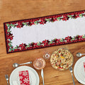 Christmas Poinsettias Table Runner 13" X 54"