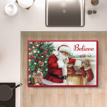 Christmas Realistic Santa Kitchen Mat 20" X 30"