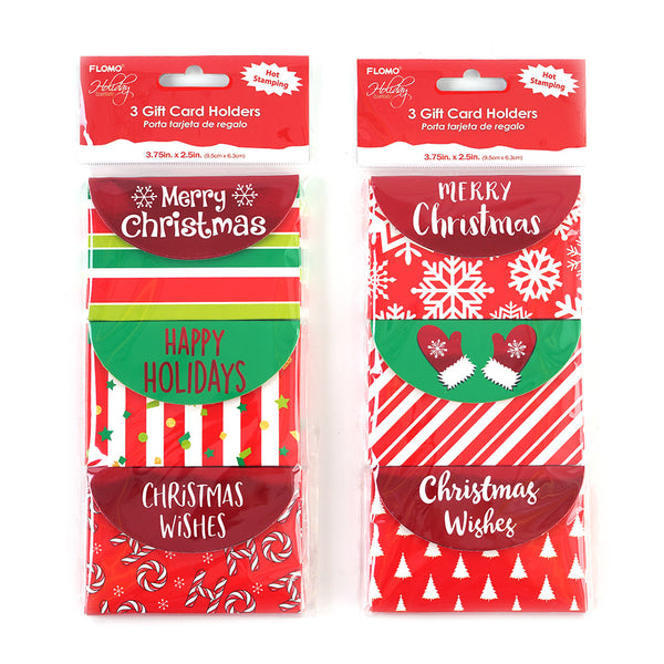 9Ct Christmas Money Card And Gift Card Holders W/ Hot Stamping & W/  Envelope, 2 Assortments