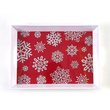 Christmas Handle Serving Tray With Hot Stamping 15.3" X 11.5", 2 Designs